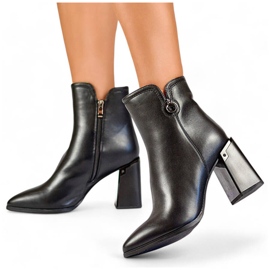 Women's pointed-toe insulated ankle boots, black GD-FL2084B 1