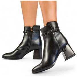 Women's boots with a decorative heel, insulated black GD-FL2089B 1