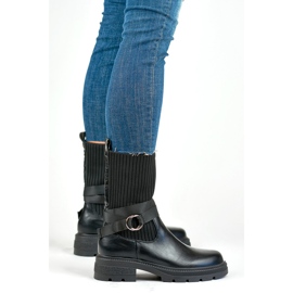 Women's ankle boots with a flexible upper, black YQ41B 2