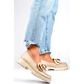 Women's loafers with a bow, moccasins with a teddy bear, beige 2306BE 2