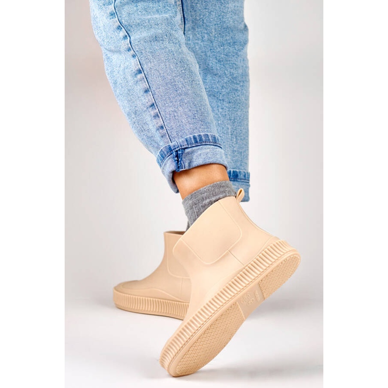 Women's matte beige Wellington boots YJ-7-2BE 2