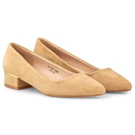 Goodin Women's low-heeled suede pumps, beige GD-XR106BE 2