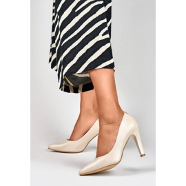 Beige women's high-heeled pumps GD-FL360BE 1