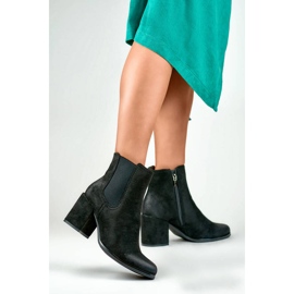Women's suede ankle boots, black, 260038B-SU 2