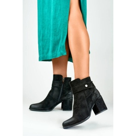 Women's suede ankle boots, black, 260041B-SU 2