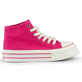 Women's high-top textile sneakers fuchsia BL507FU pink 2