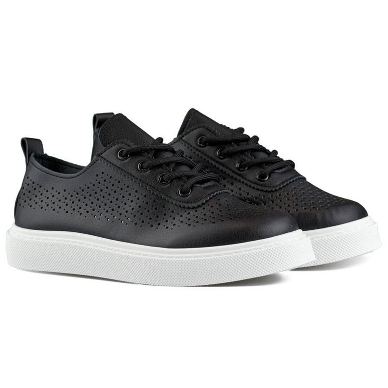 Women's platform shoes, openwork sneakers, black 777-1B 2