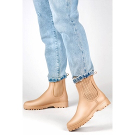 Women's Chelsea boots with elastic upper and sock, beige S27BE 2