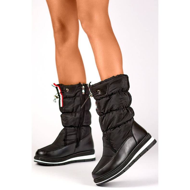 Women's high snow boots with cuff, black 8302B 2