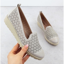 Women's shoes on the elevation of openwork beige M. Daszyński MR1628-20 1