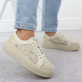 Shoes on the beige lace platform s.barski HY51-059 5
