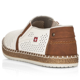 Men's openwork leather shoes, white rieker B5297-80 1