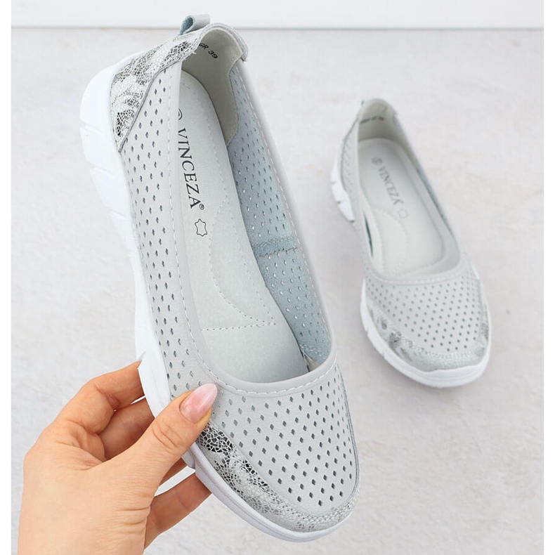 Leather Ballerinas Openwork Comfort Gray Vinceza 95323 grey 1 Leather Ballerinas Openwork Comfort Gray Vinceza 95323 grey 1