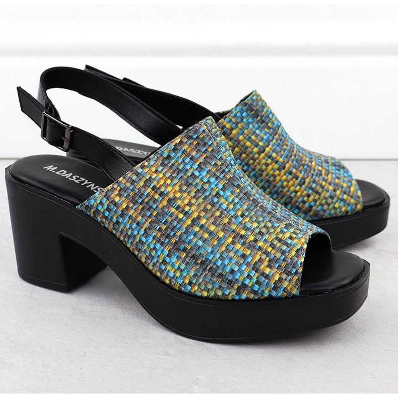 Women's sandals on the M. Daszyński braid post MR23126-7 blue 2