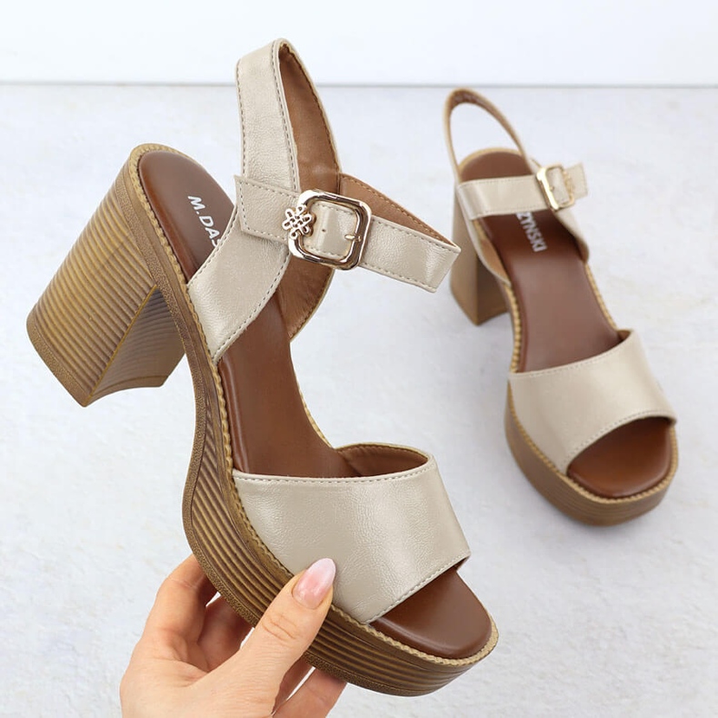 Women's sandals on the post beige M. Daszyński MR24146-2 1