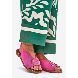 Flat sandals with a pink decoration 1