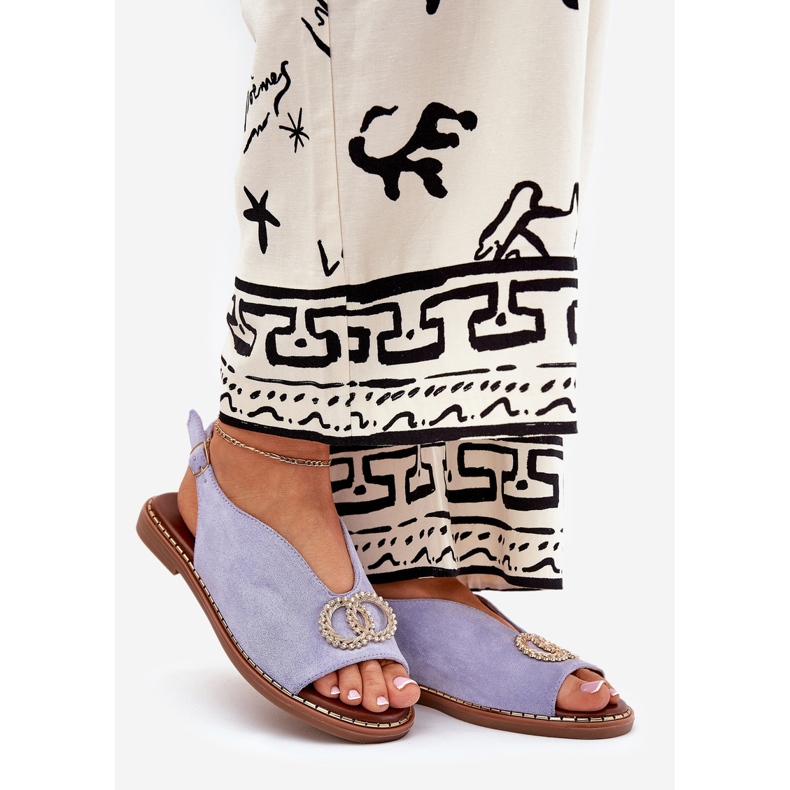 Women's sandals with flat -heeled Eco Blue Eco 1