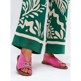 Women's sandals with flat -heeled eco -heeled pink 2 Women's sandals with flat -heeled eco -heeled pink 2