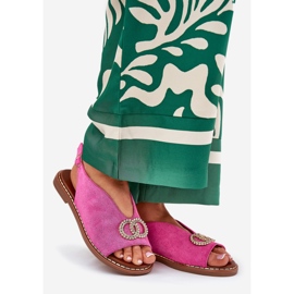 Women's sandals with flat -heeled eco -heeled pink 1 Women's sandals with flat -heeled eco -heeled pink 1