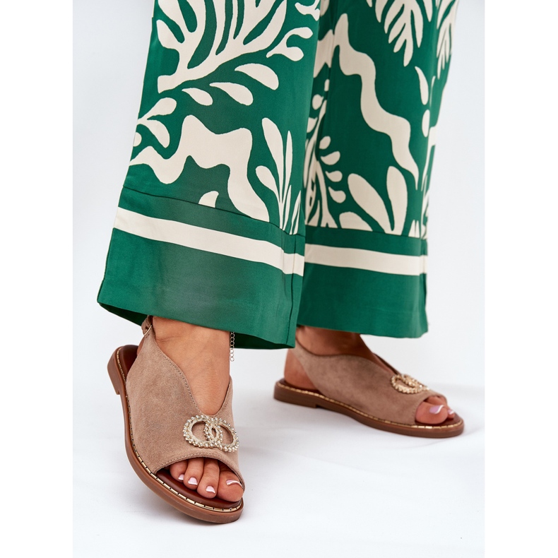 Women's sandals with flat -heeled Eco Carrous Eco -Bench beige 2