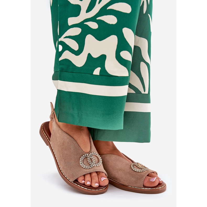 Women's sandals with flat -heeled Eco Carrous Eco -Bench beige 1 Women's sandals with flat -heeled Eco Carrous Eco -Bench beige 1