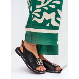 Flat elegant sandals with a black decoration 2 Flat elegant sandals with a black decoration 2