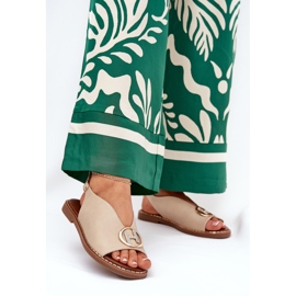 Flat elegant sandals with a beige decoration 2 Flat elegant sandals with a beige decoration 2