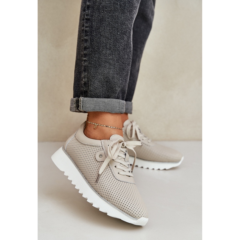 S.Barski Leather sports shoes on the platform with glitter LR51-629 beige 2 S.Barski Leather sports shoes on the platform with glitter LR51-629 beige 2