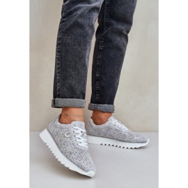S.Barski Suede patterned sports shoes on a platform with d &amp; a lr51-635 silver glitter grey 2