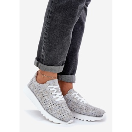 S.Barski Suede patterned sports shoes on a platform with d &amp; a lr51-635 silver glitter grey 1