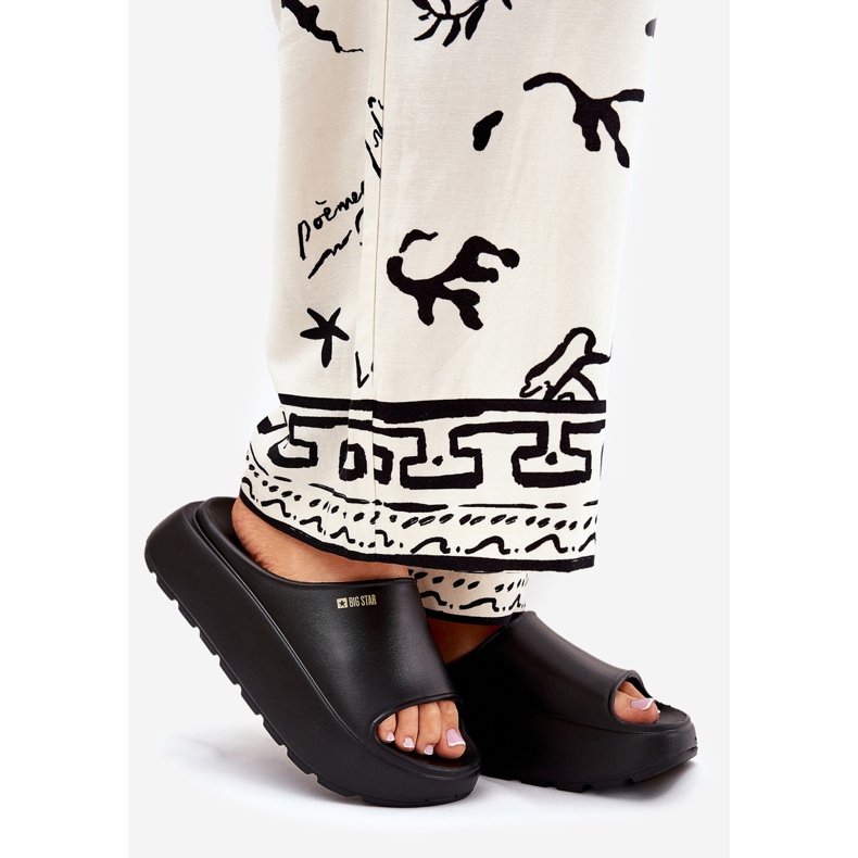 Women's foam slippers on the Big Star RR274A567 Black platform 1