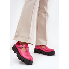 Painted leather shoes with a Zazoo buckle 20183 fuchsia pink 2
