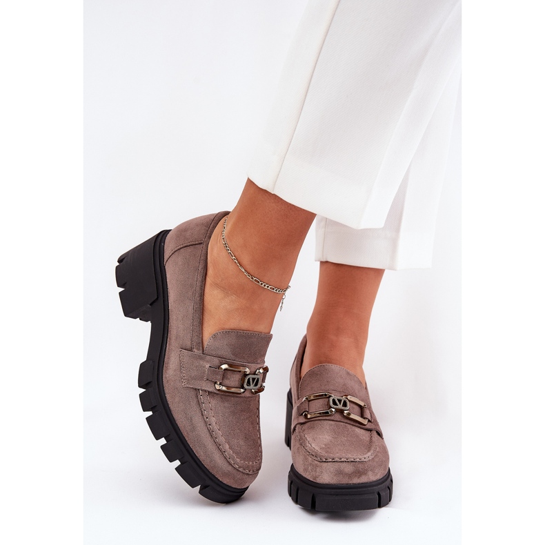 Vinceza Eco suede women's shoes with decoration Vincez 39921 dark beige 2 Vinceza Eco suede women's shoes with decoration Vincez 39921 dark beige 2