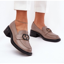 Vinceza 18102 beige leather loafers 2