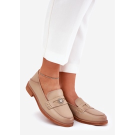 Elegant women's loafers made of natural vinceza leather 18100 beige 1