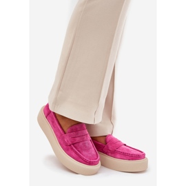 Women's suede moccasins on the Vinceza 79535 FUKSJA platform pink 1