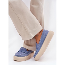 Women's moccasins suede on the Vinceza 79535 blue platform 2