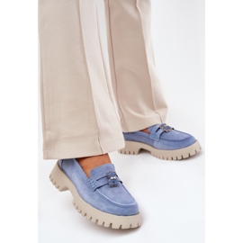 Women's suede moccasins with pins bear Vinceza 79533 blue 2 Women's suede moccasins with pins bear Vinceza 79533 blue 2