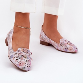 Jezzi Openwork ballerinas with an eco flower bow in suede AMEPITREA multicolor pink 2