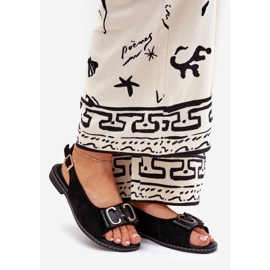 Jezzi Flat sandals with decoration eco suede black 1