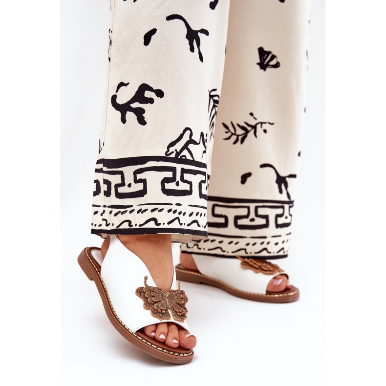 Jezzi Flat -heeled women's sandals with a white decoration 2