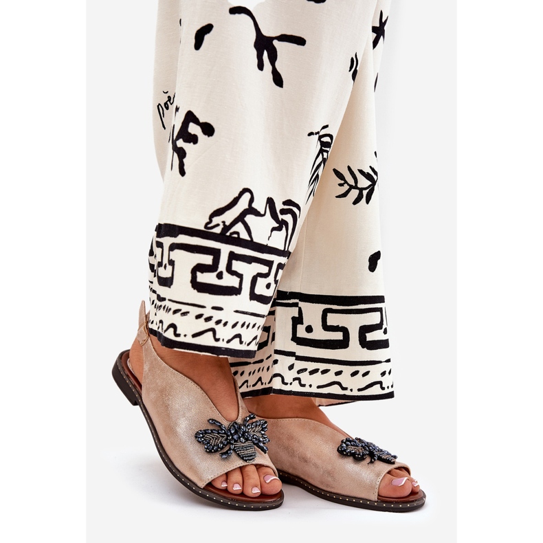 Jezzi Shiny women's sandals with decoration flat pink gold 1