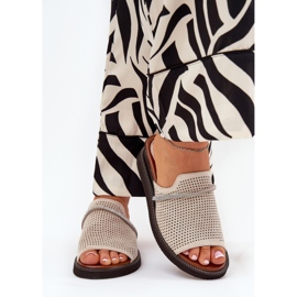 Jezzi Women's wedges with a decorative beige strap 2