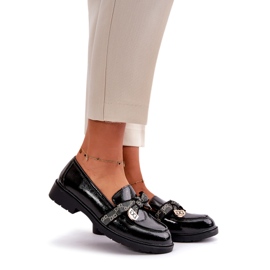 S.Barski Painted women's loafers with bows S. Barski HY42-331a black 1 S.Barski Painted women's loafers with bows S. Barski HY42-331a black 1