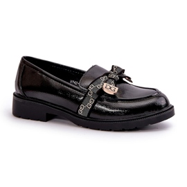 S.Barski Painted women's loafers with bows S. Barski HY42-331a black 3 S.Barski Painted women's loafers with bows S. Barski HY42-331a black 3