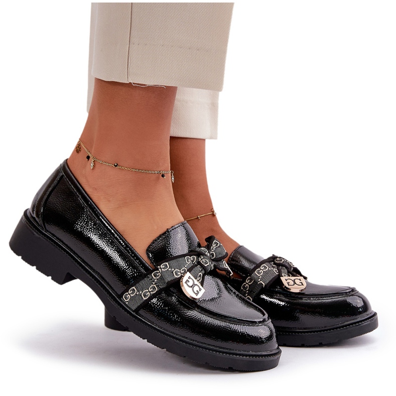 S.Barski Painted women's loafers with bows S. Barski HY42-331a black 6 S.Barski Painted women's loafers with bows S. Barski HY42-331a black 6