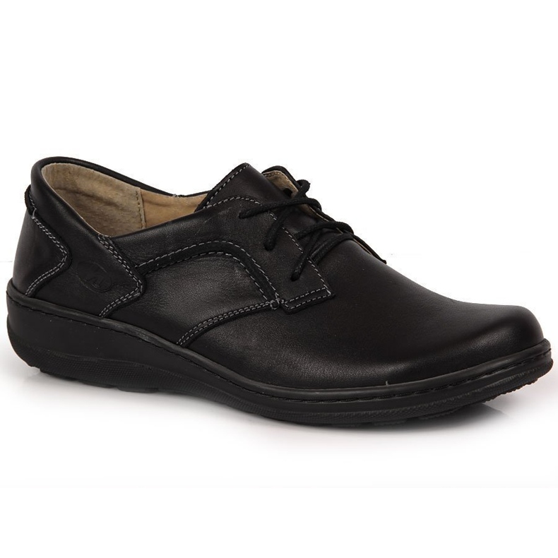 Comfortable leather women's shoes black Helios 715 1