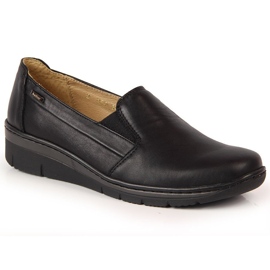 Leather women's shoes, slip-on black Helios 350 1