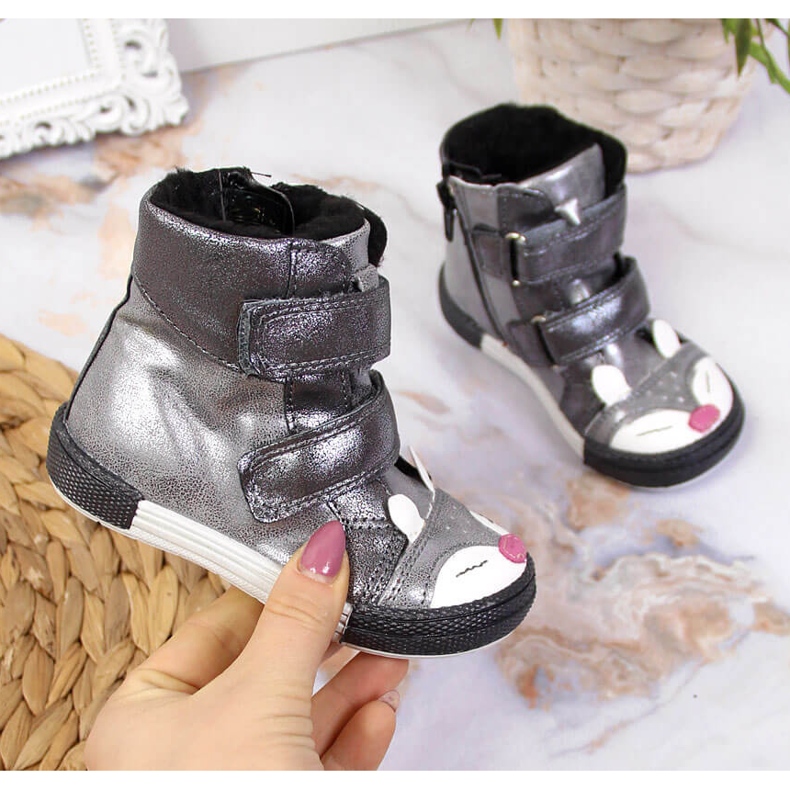 Girls' shoes, velcro, silver fox, Kornecki 6583 2