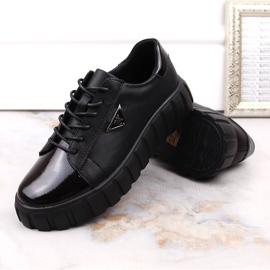 Leather shoes women lace -up black Filippo varnished 1